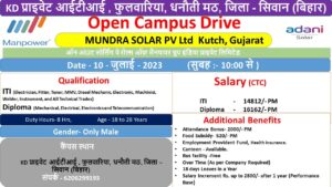 Mudra Solar Pvt Ltd. Campus Placement