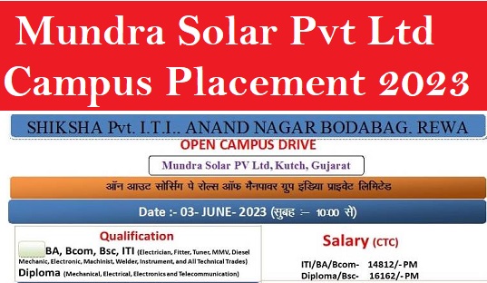 Mundra Solar Pvt Ltd Campus Placement 2023
