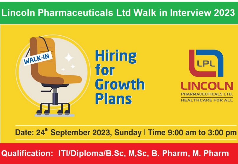 Lincoln Pharmaceuticals Ltd Walk in Interview 2023