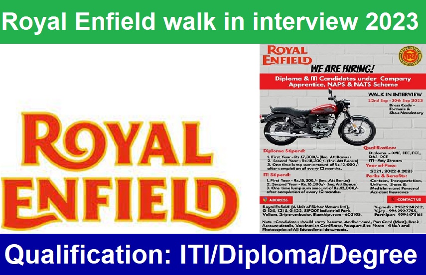Royal Enfield walk in interview 2023