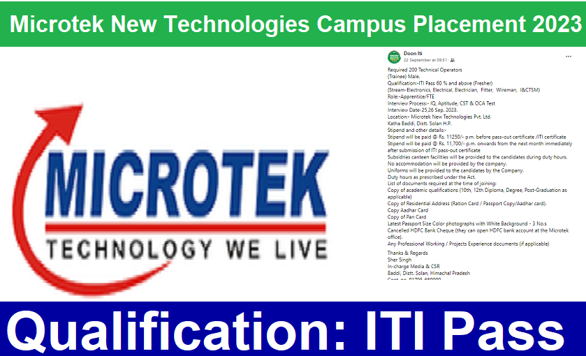 Microtek New Technologies Pvt. Ltd. Campus Placement 2023