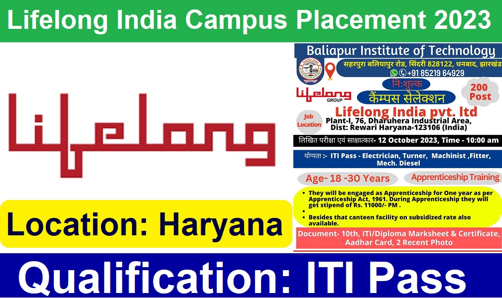 Lifelong India Pvt Ltd Campus Placement 2023