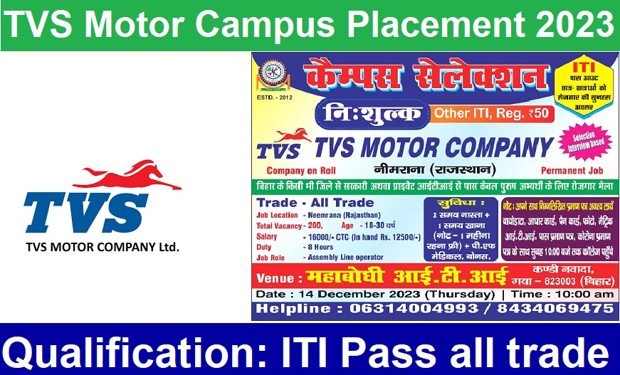 TVS Motor Company Campus Placement 2023